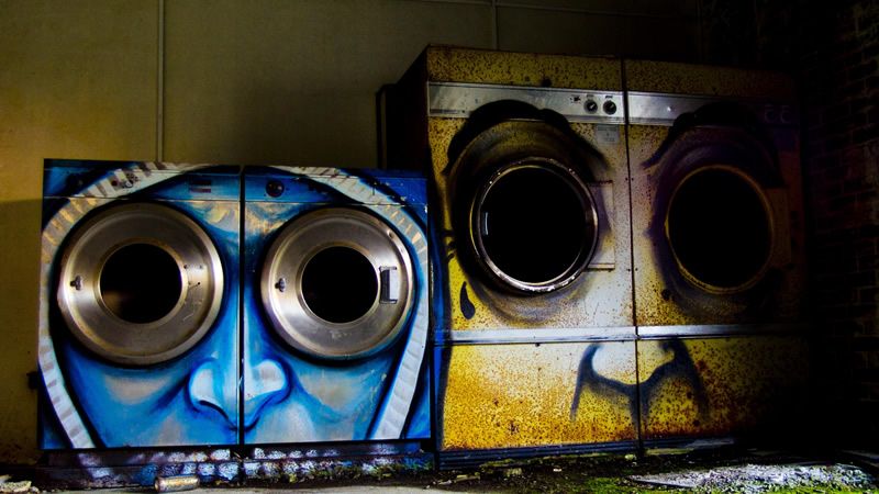 old washing machines graffiti