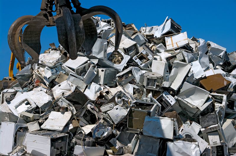 scrap yard with old appliances